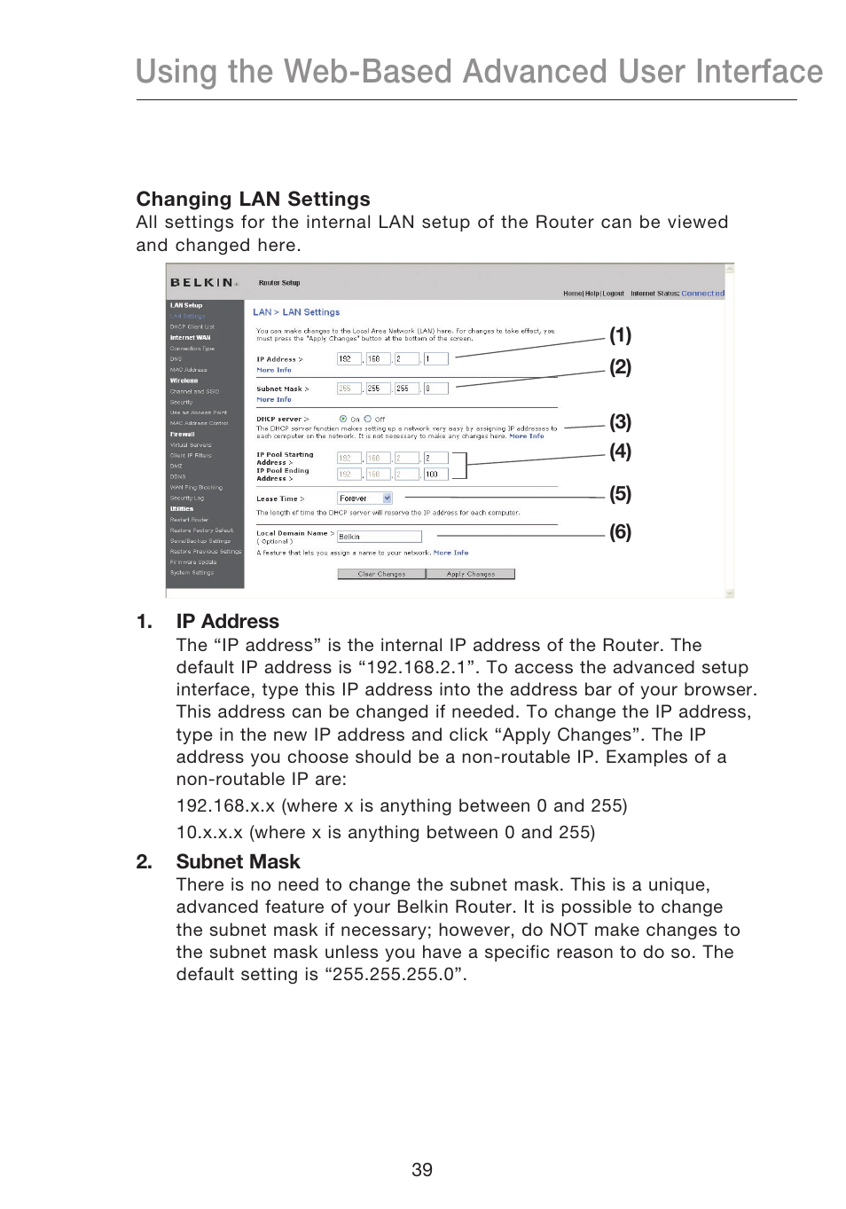 Using the web-based advanced user interface | Belkin N1 WIRELESS ROUTER P75170EI User Manual | Page 43 / 104