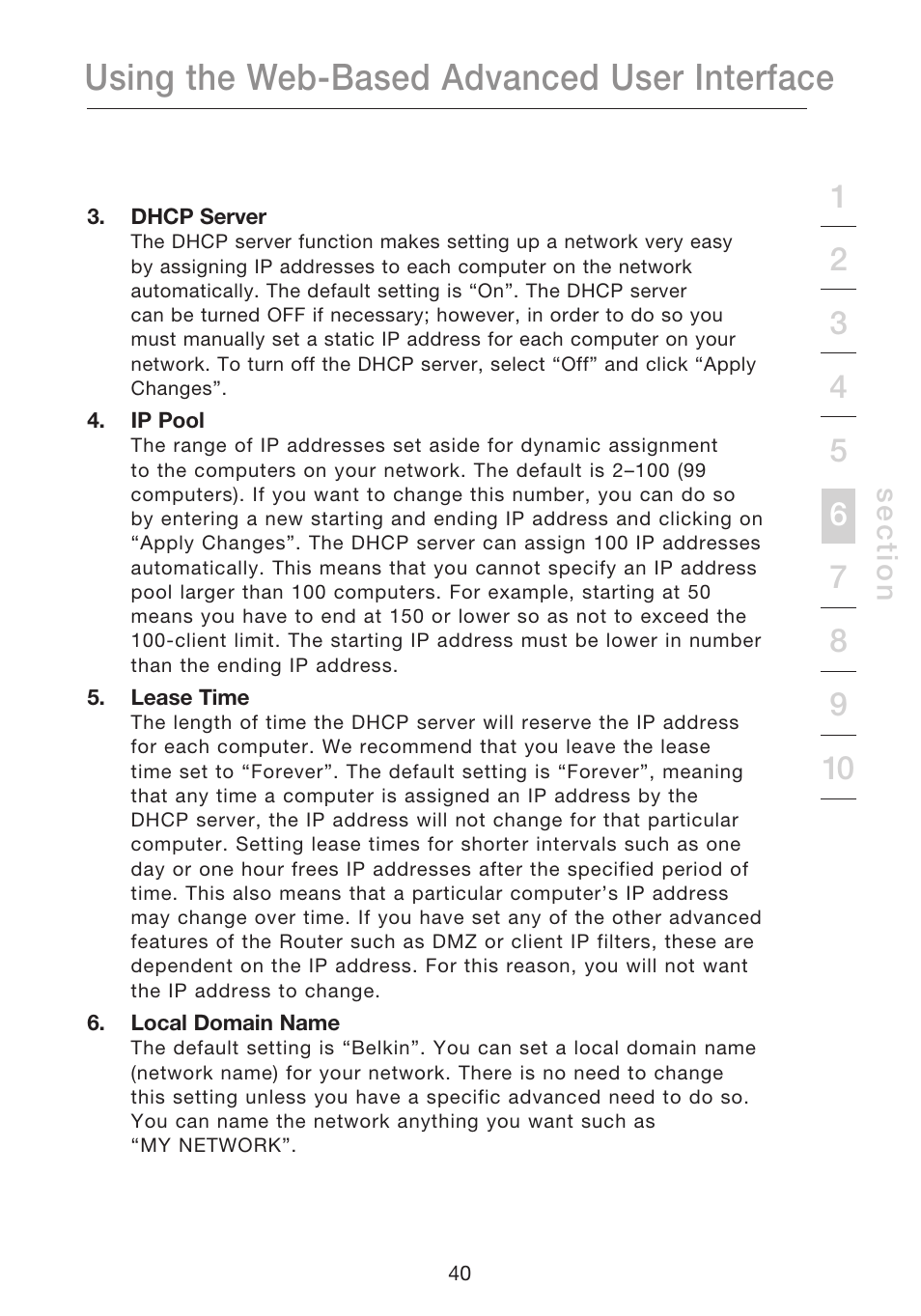 Using the web-based advanced user interface | Belkin N1 WIRELESS ROUTER P75170EI User Manual | Page 44 / 104