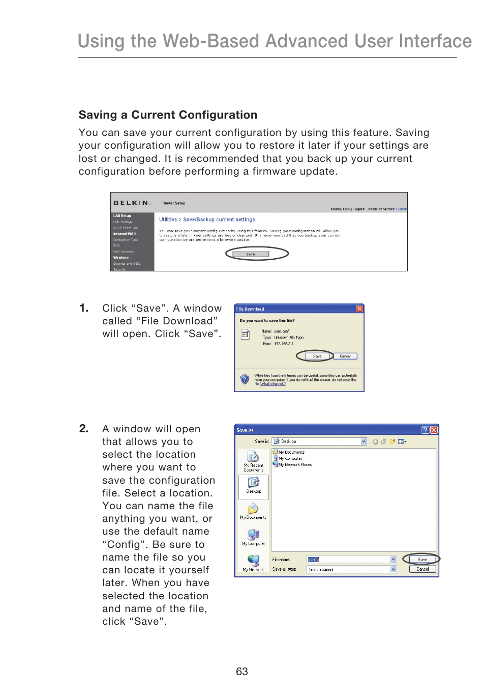 Using the web-based advanced user interface | Belkin N1 WIRELESS ROUTER P75170EI User Manual | Page 67 / 104