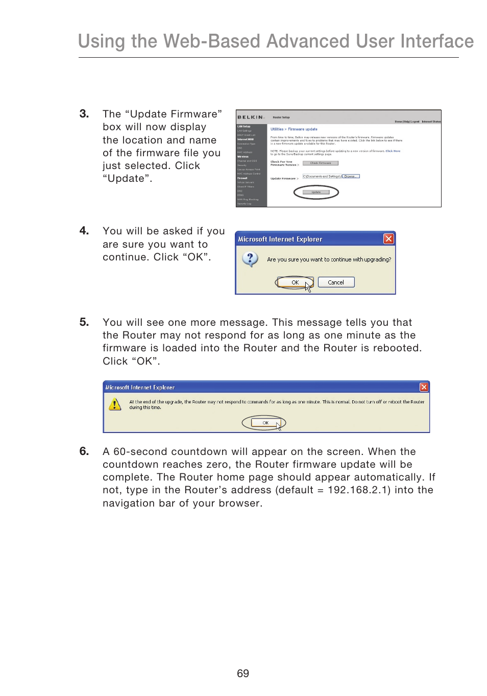 Using the web-based advanced user interface | Belkin N1 WIRELESS ROUTER P75170EI User Manual | Page 73 / 104