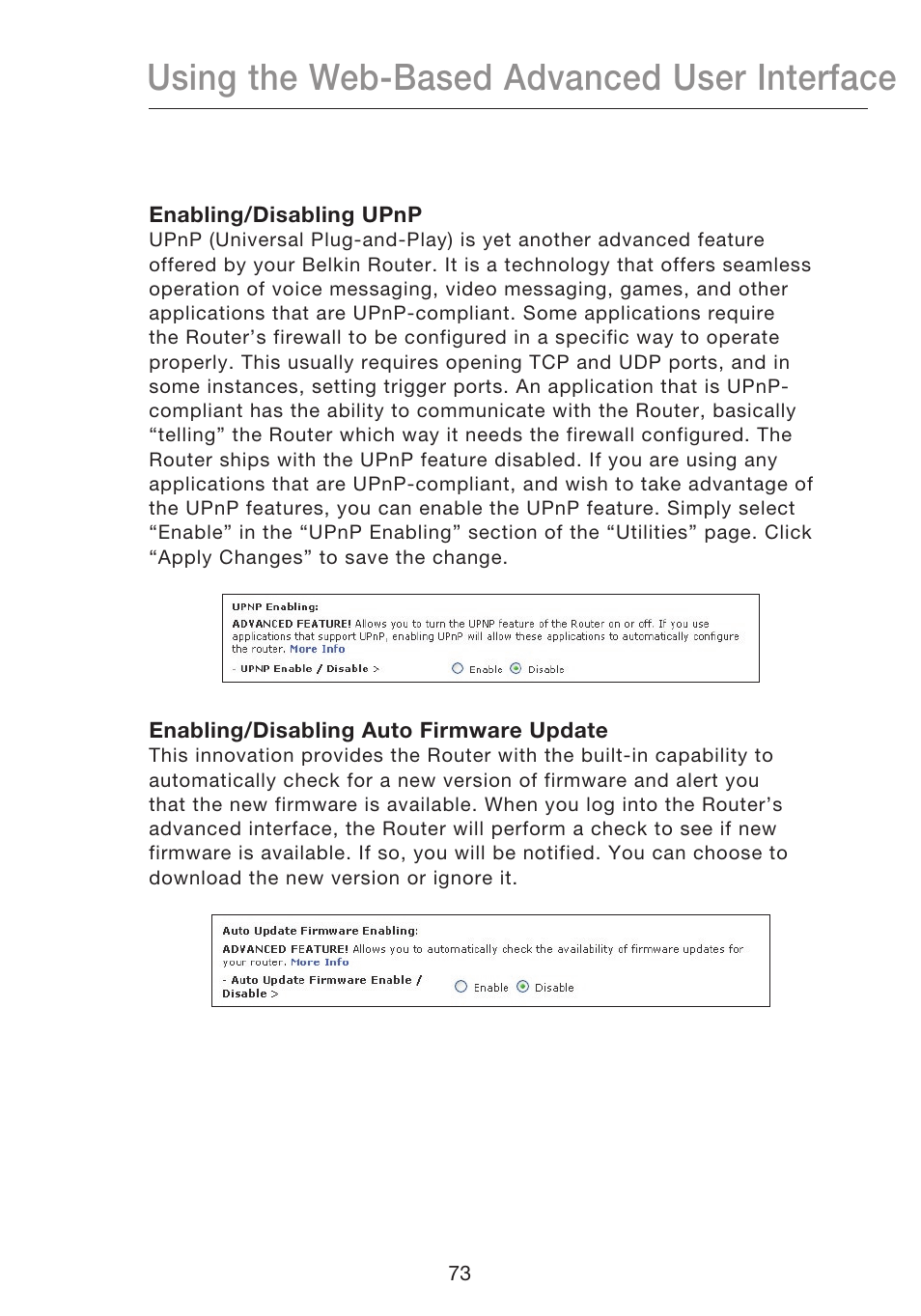 Using the web-based advanced user interface | Belkin N1 WIRELESS ROUTER P75170EI User Manual | Page 77 / 104