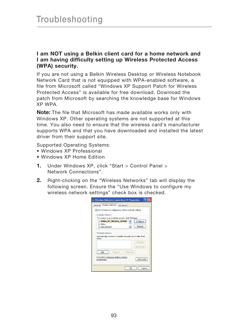 Troubleshooting | Belkin N1 WIRELESS ROUTER P75170EI User Manual | Page 97 / 104