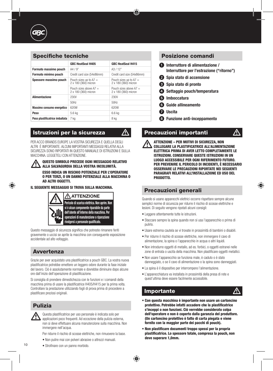GBC H415 HeatSeal User Manual | Page 10 / 38