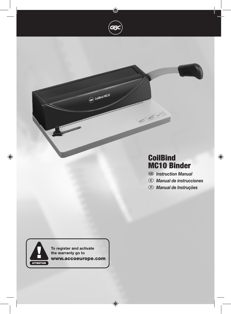 GBC MC10 Binder User Manual | 10 pages