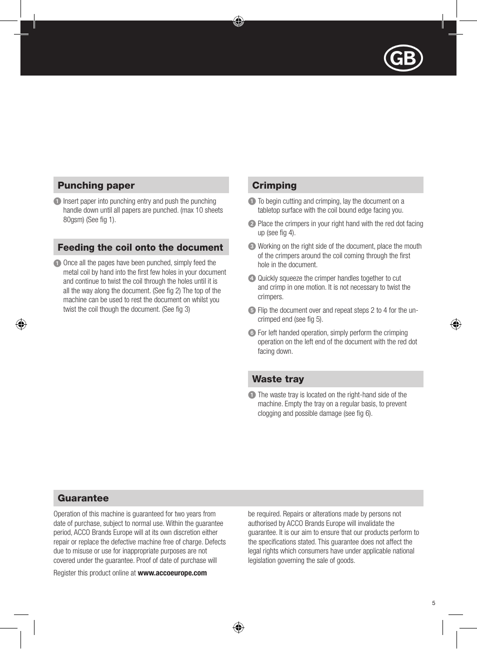 GBC MC10 Binder User Manual | Page 5 / 10