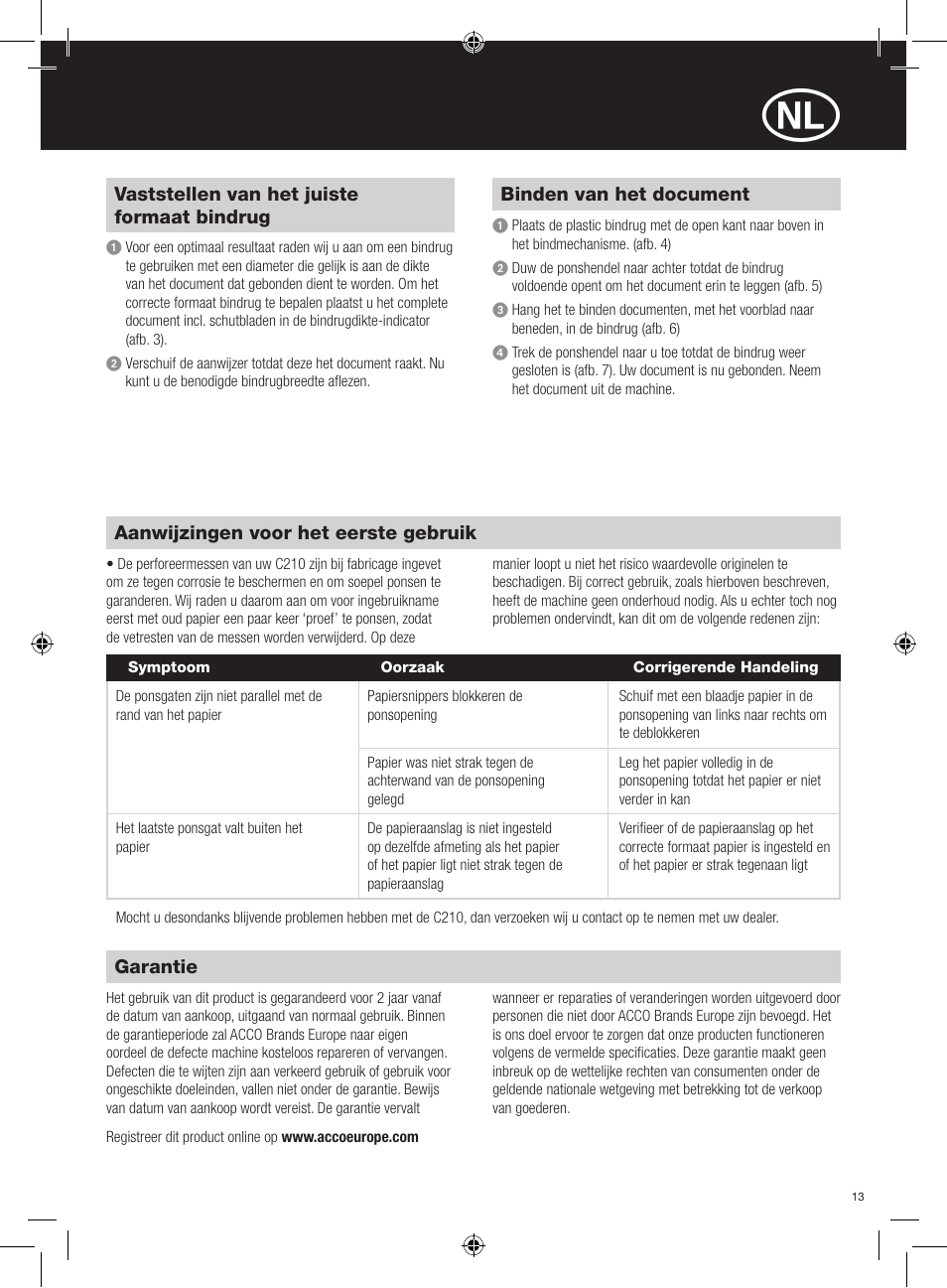 GBC C210 Comb Binder User Manual | Page 13 / 38