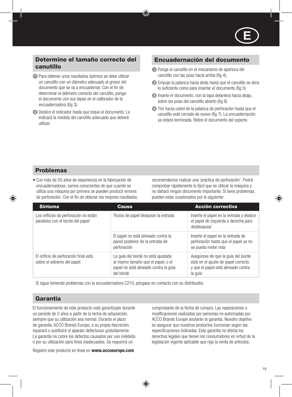 GBC C210 Comb Binder User Manual | Page 15 / 38