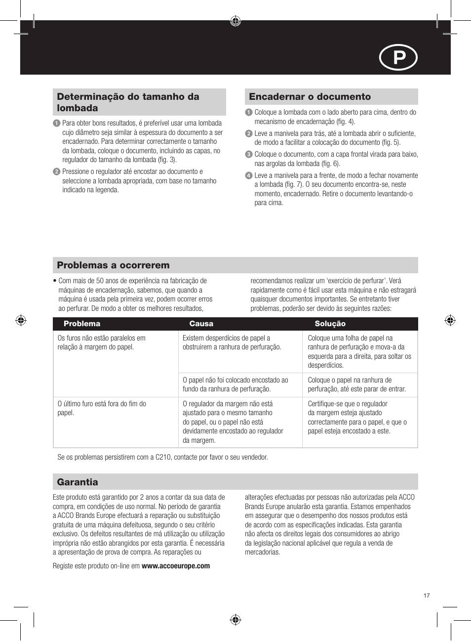 GBC C210 Comb Binder User Manual | Page 17 / 38