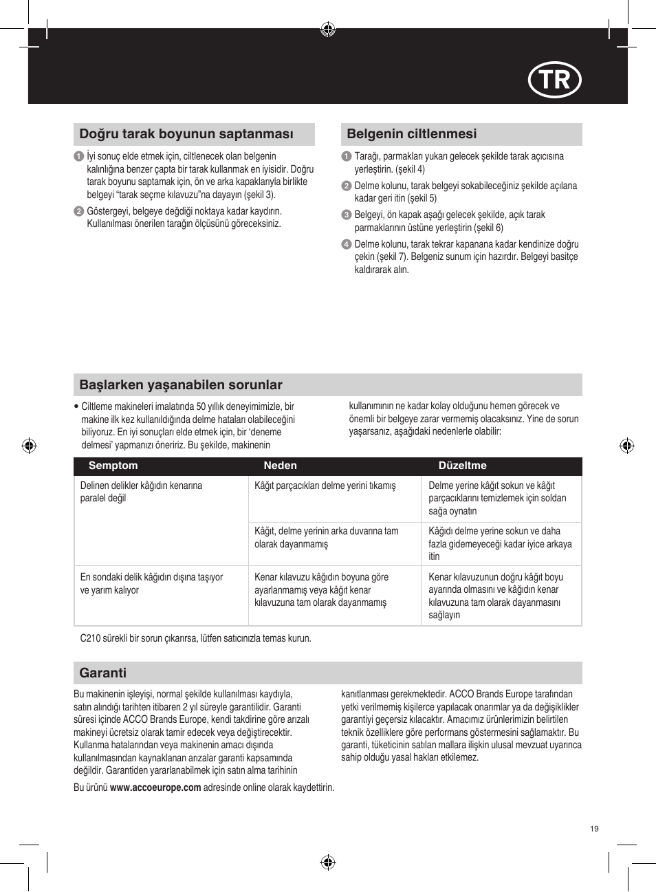 GBC C210 Comb Binder User Manual | Page 19 / 38