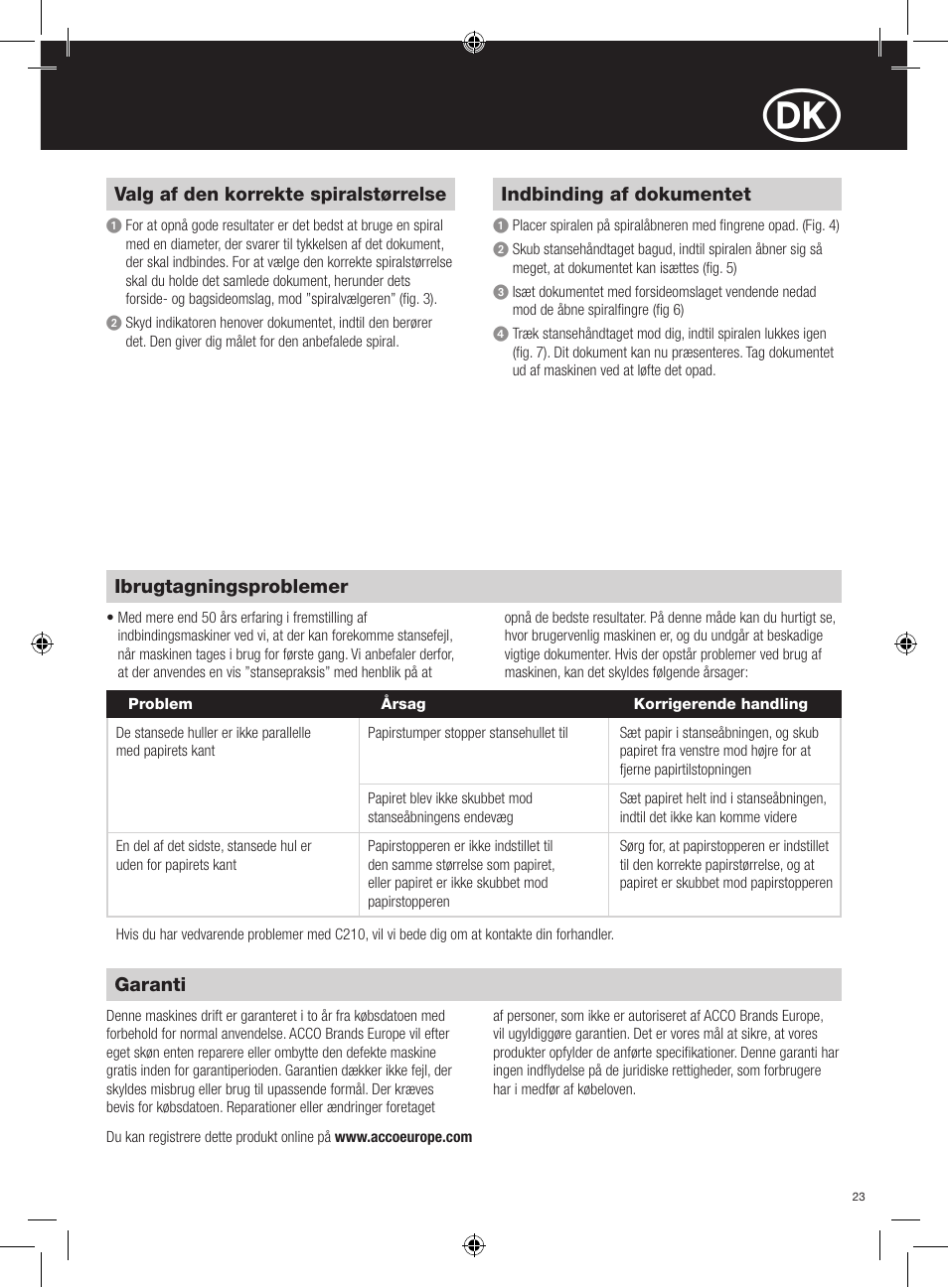 GBC C210 Comb Binder User Manual | Page 23 / 38