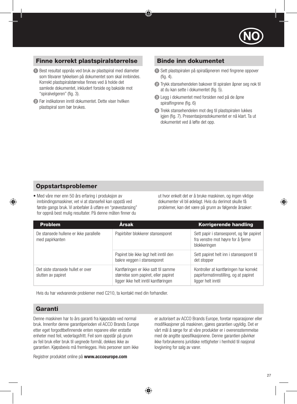 GBC C210 Comb Binder User Manual | Page 27 / 38