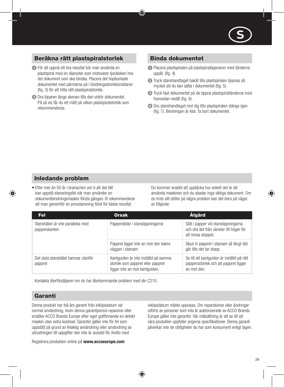GBC C210 Comb Binder User Manual | Page 29 / 38