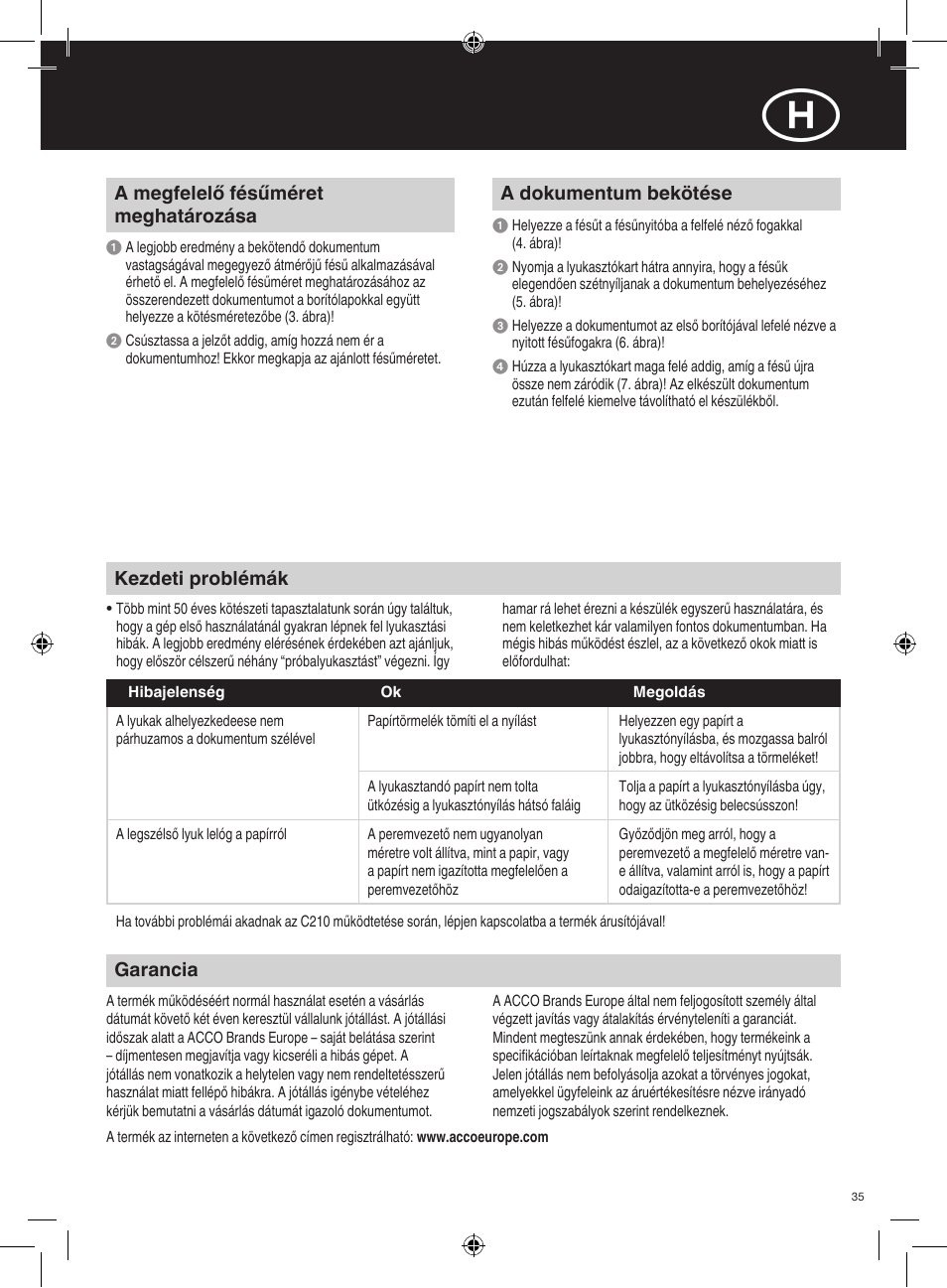 GBC C210 Comb Binder User Manual | Page 35 / 38