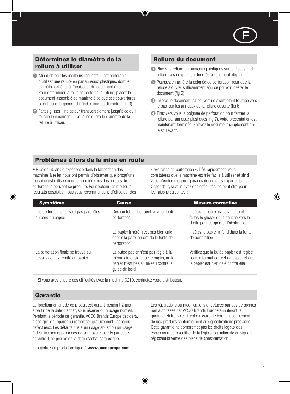 GBC C210 Comb Binder User Manual | Page 7 / 38