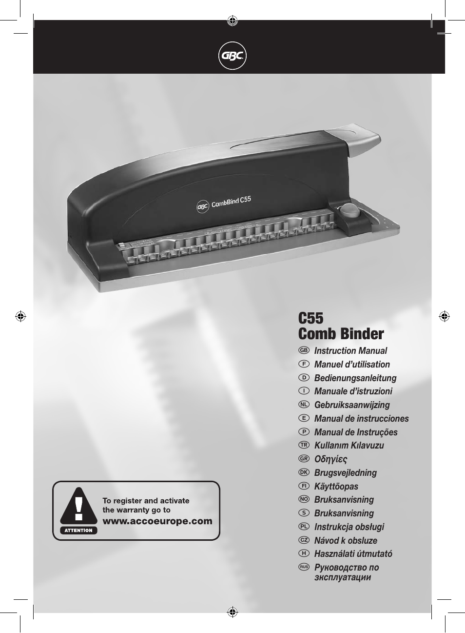 GBC C55 Comb Binder User Manual | 38 pages