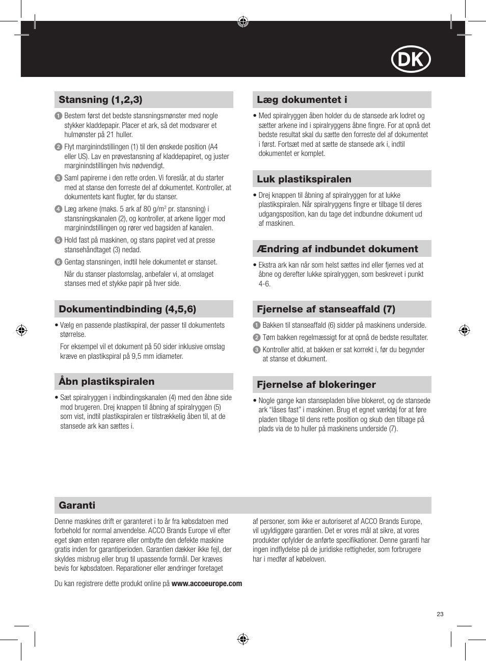 GBC C55 Comb Binder User Manual | Page 23 / 38