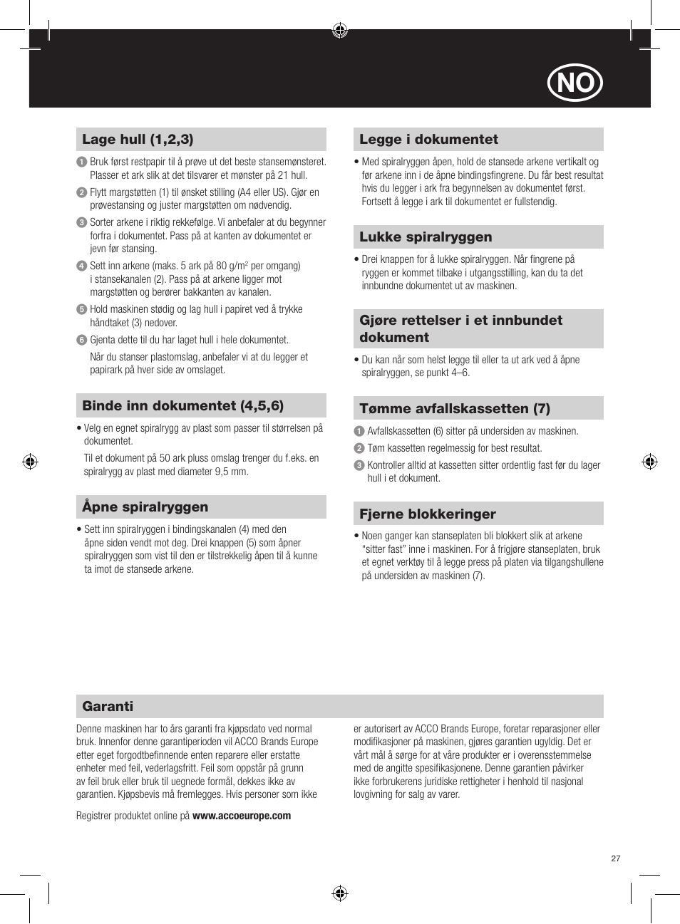 GBC C55 Comb Binder User Manual | Page 27 / 38