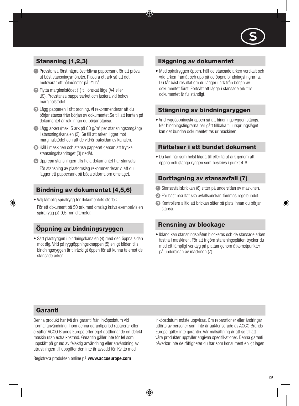 GBC C55 Comb Binder User Manual | Page 29 / 38