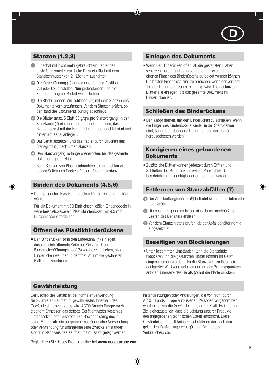GBC C55 Comb Binder User Manual | Page 9 / 38