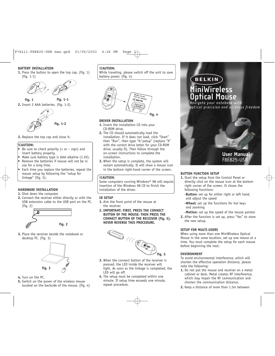 Belkin F8E825-USB User Manual | 2 pages
