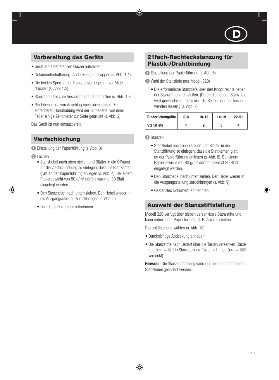 GBC 320 MultiBind User Manual | Page 13 / 74