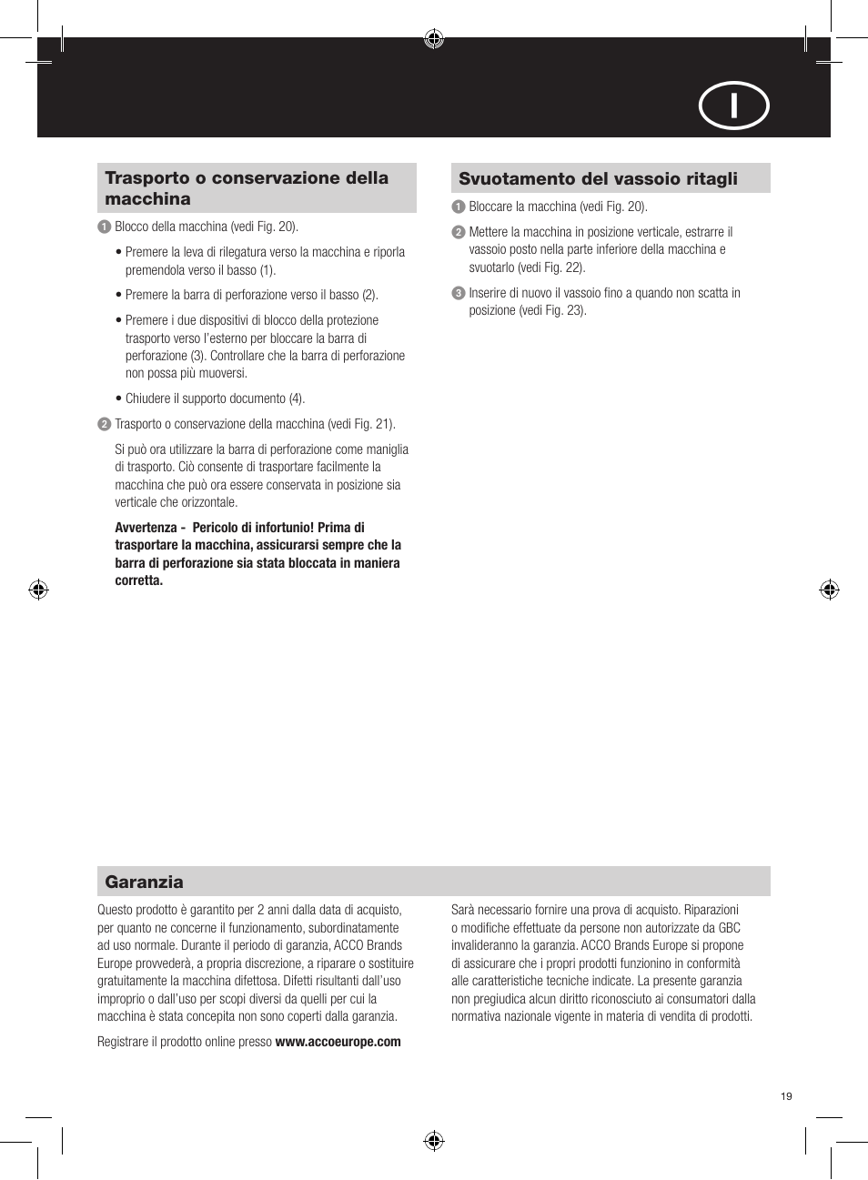 GBC 320 MultiBind User Manual | Page 19 / 74