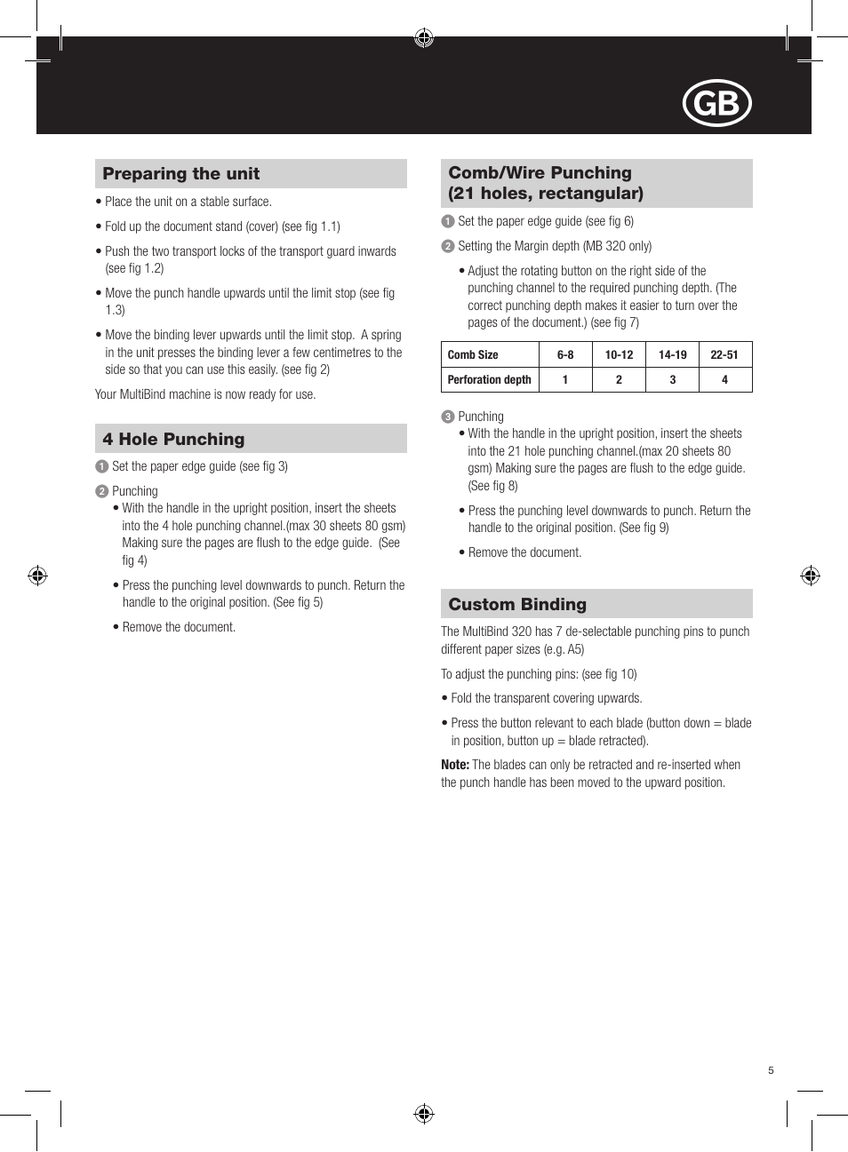 GBC 320 MultiBind User Manual | Page 5 / 74