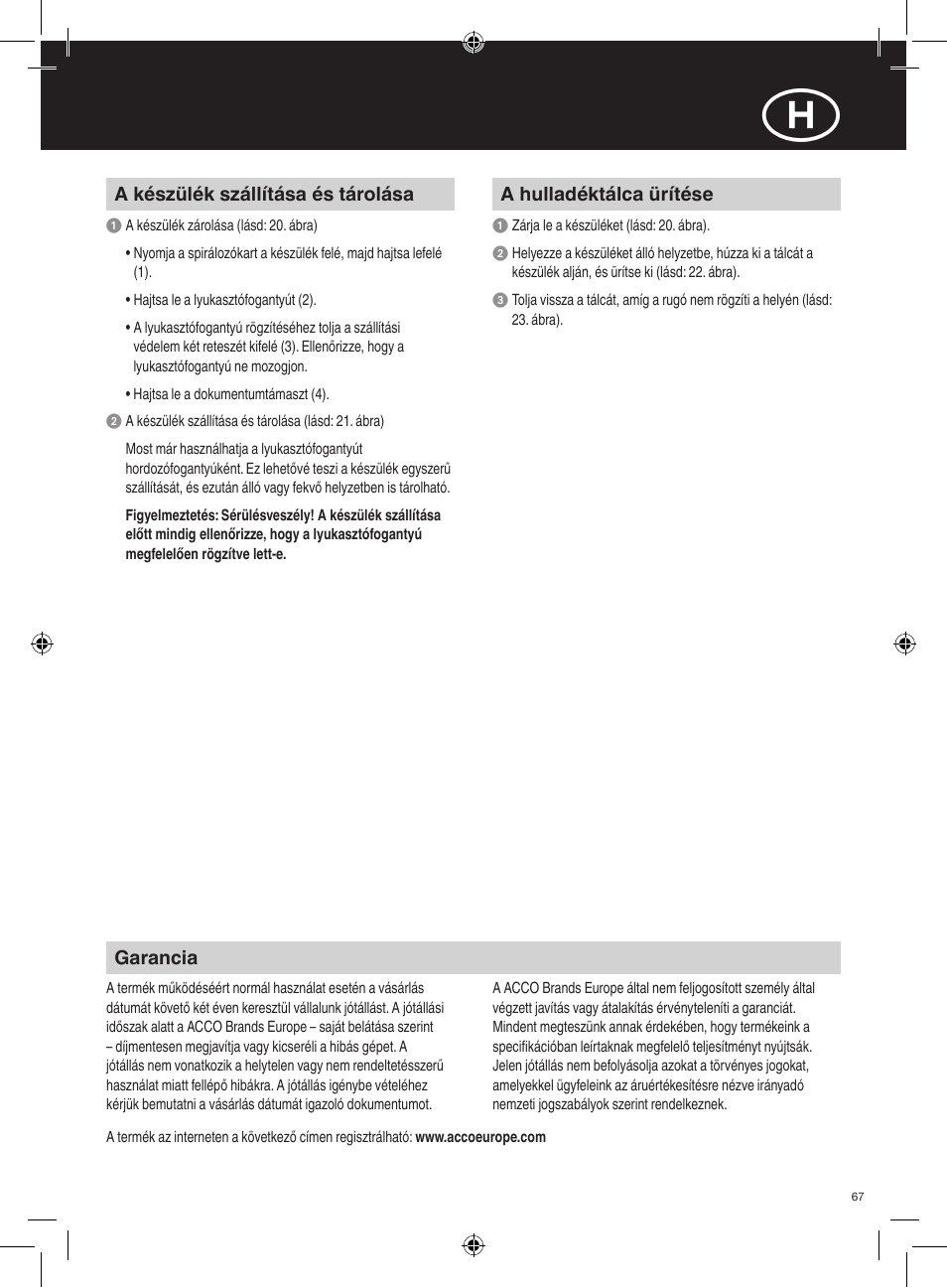 GBC 320 MultiBind User Manual | Page 67 / 74