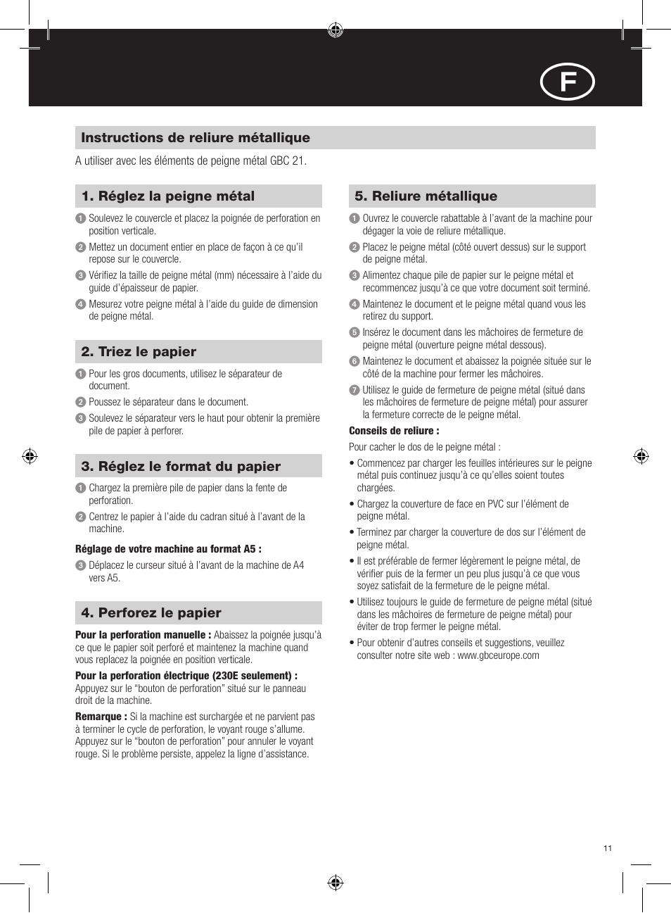 GBC 230E MultiBind User Manual | Page 11 / 74
