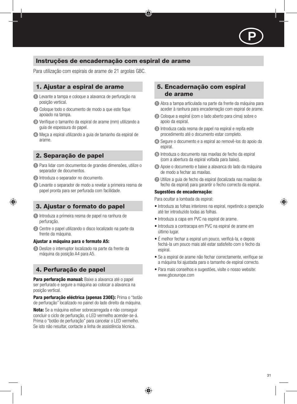 GBC 230E MultiBind User Manual | Page 31 / 74