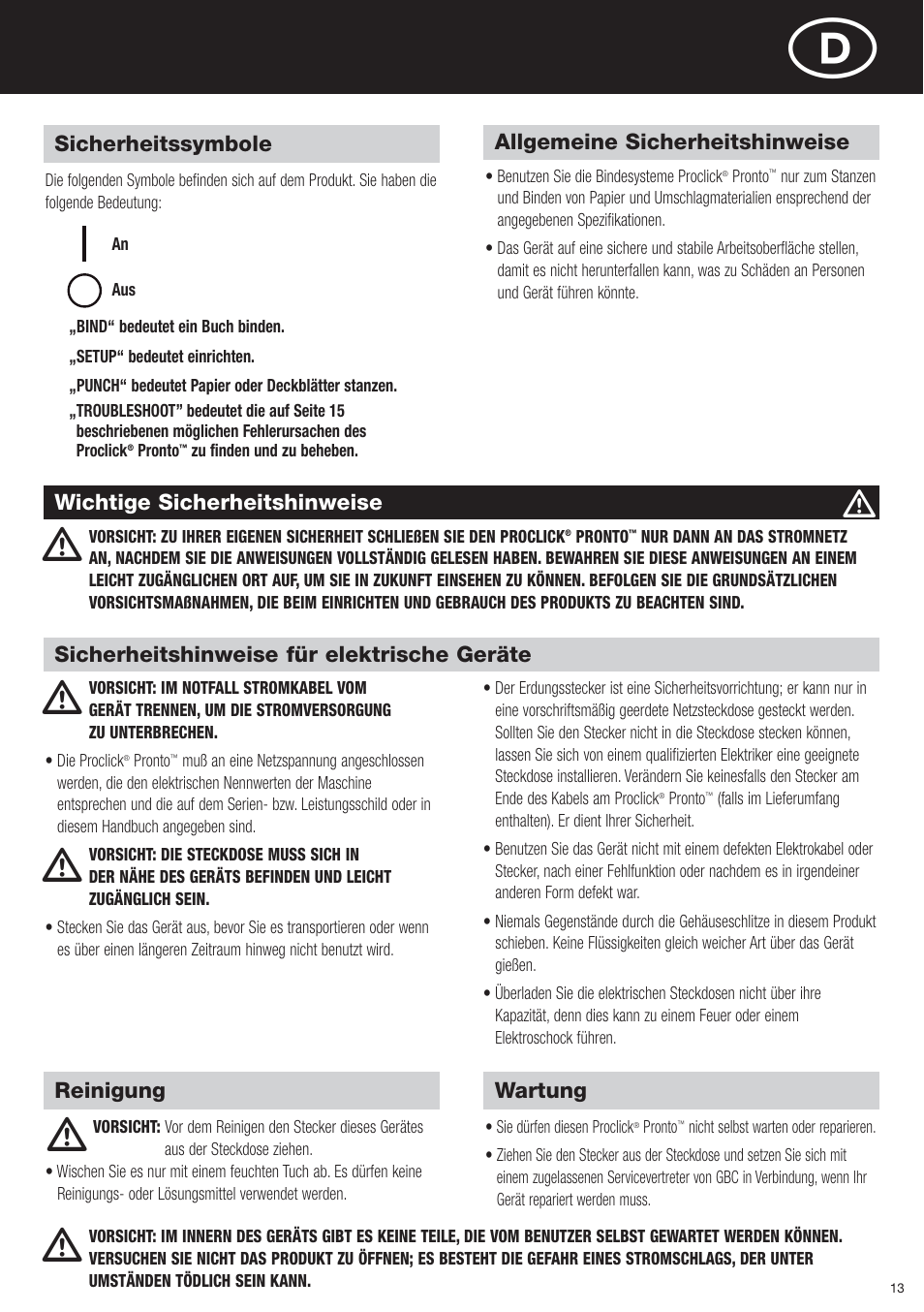 GBC P3000 ProClick Pronto User Manual | Page 13 / 30