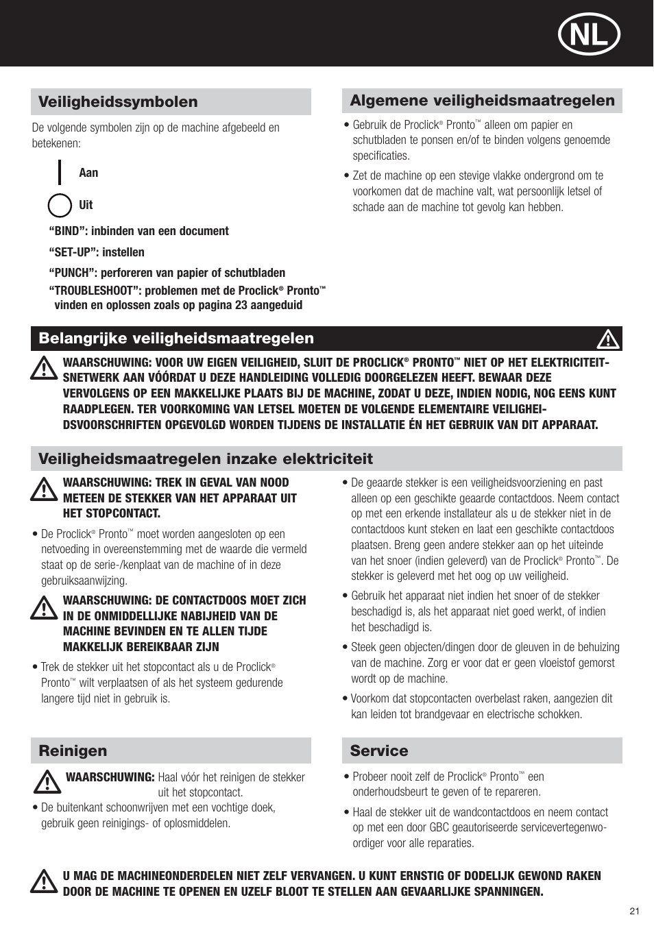GBC P3000 ProClick Pronto User Manual | Page 21 / 30