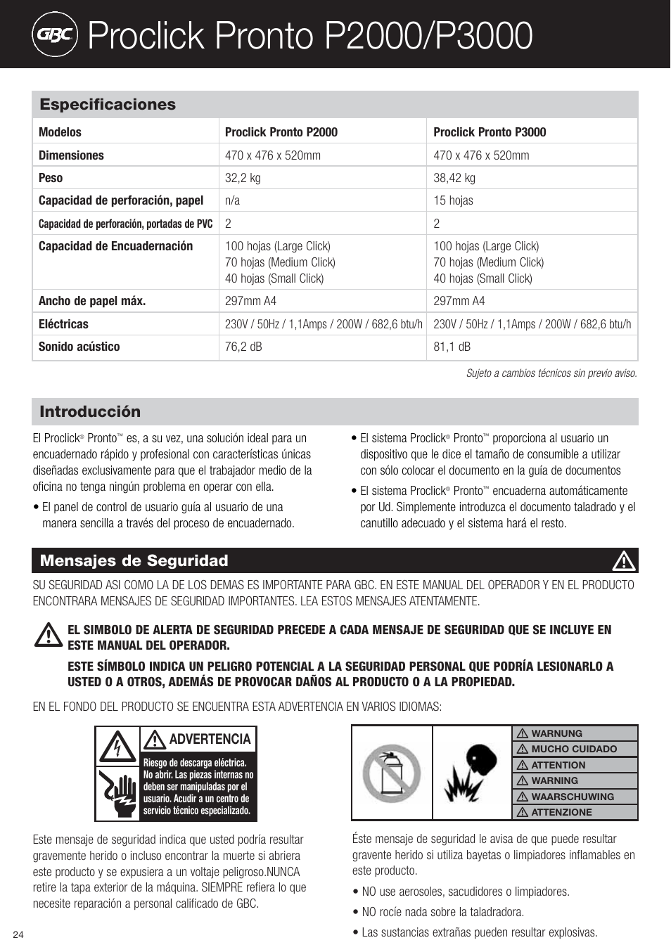 GBC P3000 ProClick Pronto User Manual | Page 24 / 30
