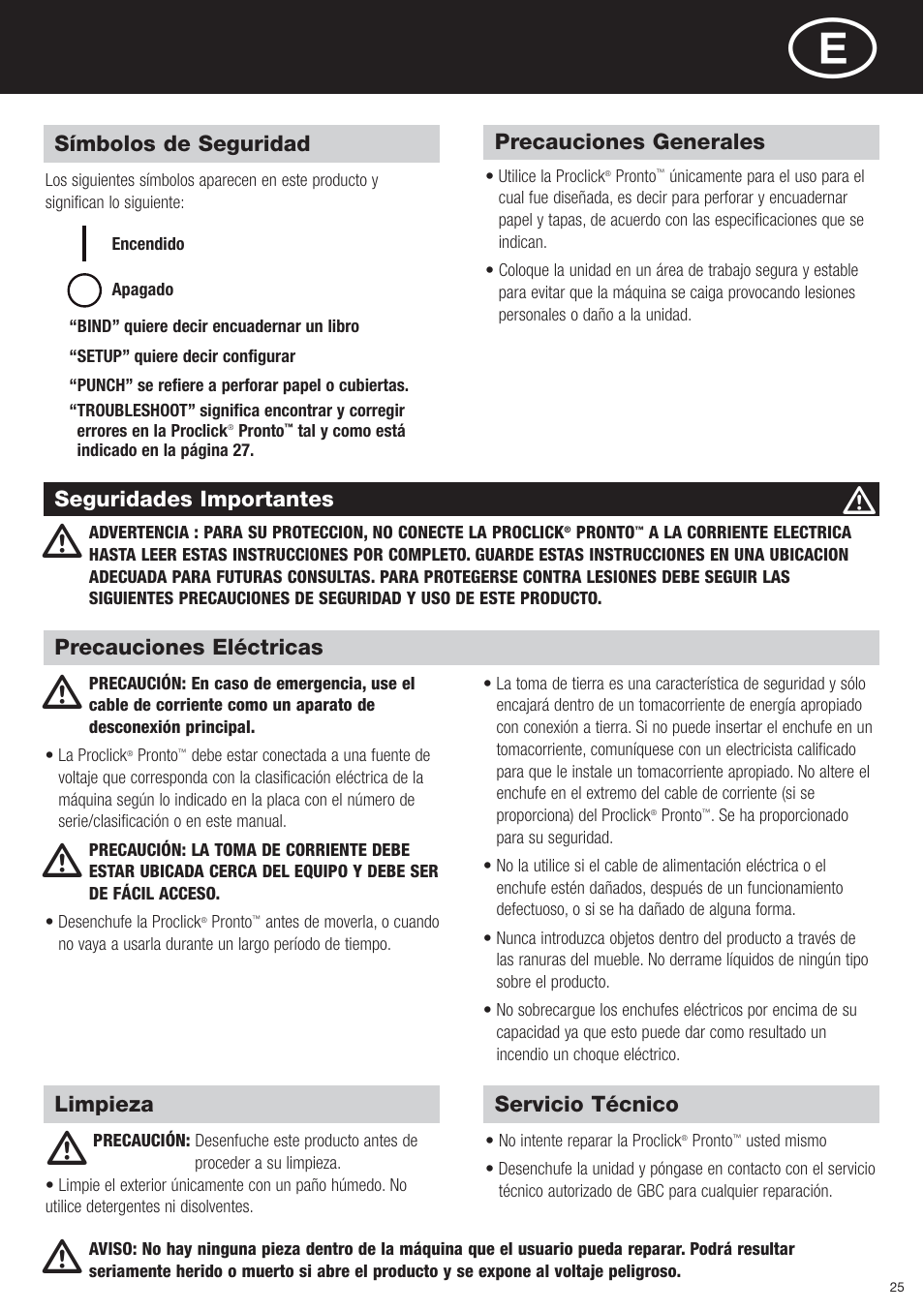 GBC P3000 ProClick Pronto User Manual | Page 25 / 30