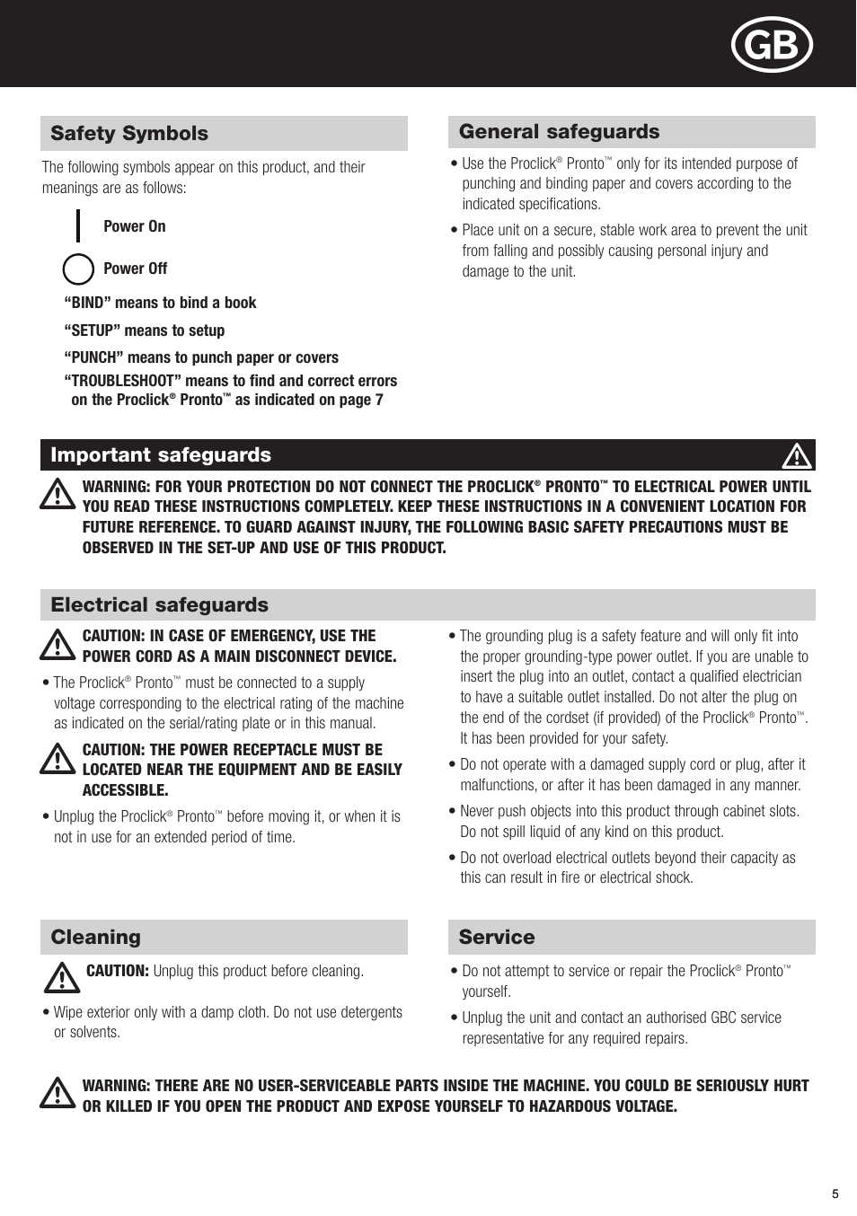 GBC P3000 ProClick Pronto User Manual | Page 5 / 30