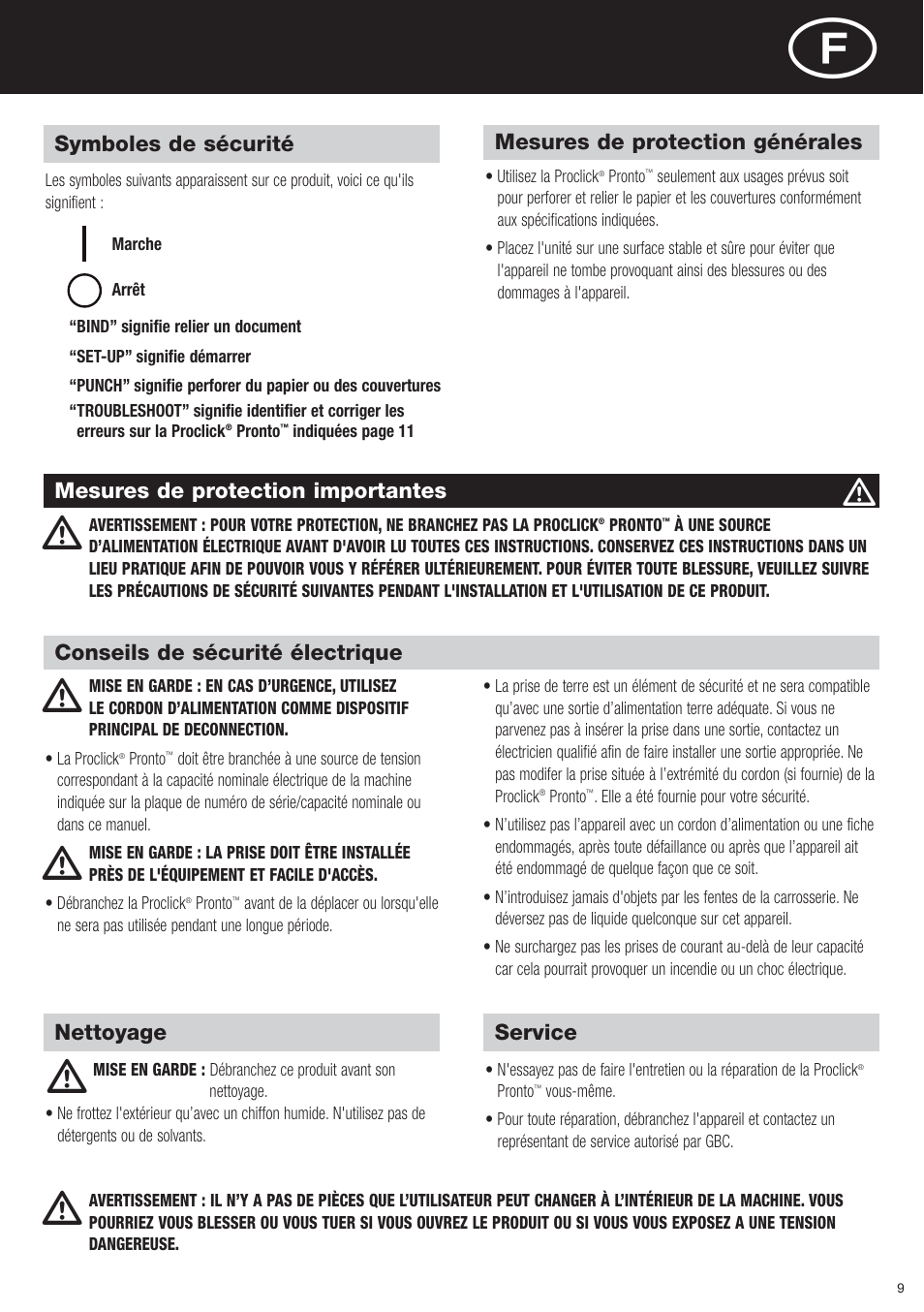 GBC P3000 ProClick Pronto User Manual | Page 9 / 30