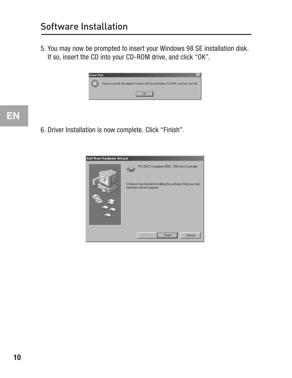 Software installation | Belkin FIREWIRE F5U503 User Manual | Page 14 / 112