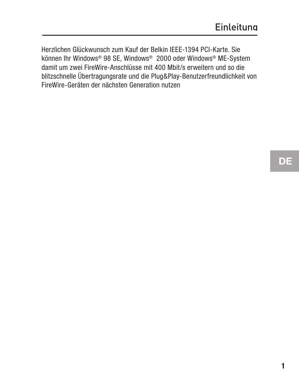 Einleitung, De einleitung | Belkin FIREWIRE F5U503 User Manual | Page 41 / 112