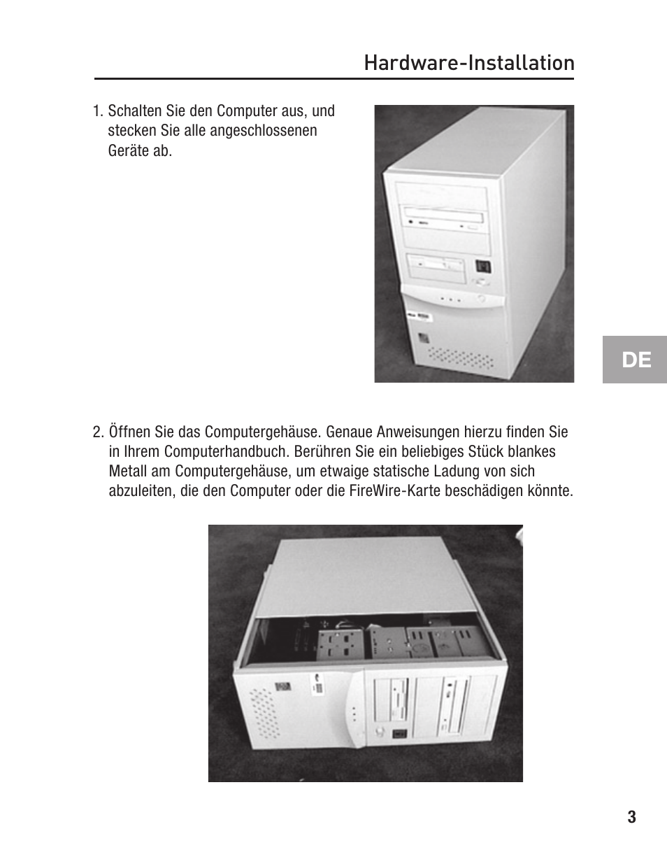 Hardware-installation | Belkin FIREWIRE F5U503 User Manual | Page 43 / 112