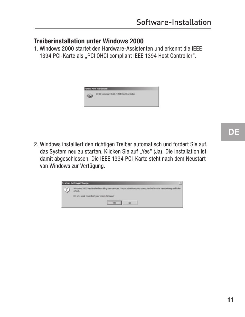 Treiberinstallation unter windows 2000, Software-installation | Belkin FIREWIRE F5U503 User Manual | Page 51 / 112