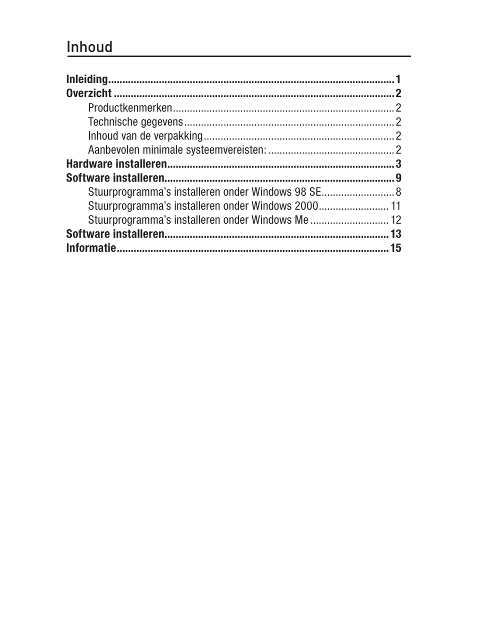 Inhoud | Belkin FIREWIRE F5U503 User Manual | Page 58 / 112