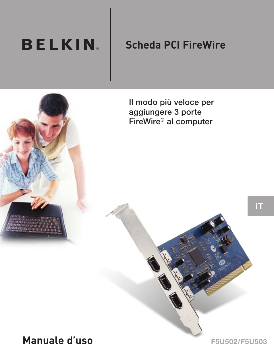 Scheda pci firewire, Manuale d’uso | Belkin FIREWIRE F5U503 User Manual | Page 93 / 112