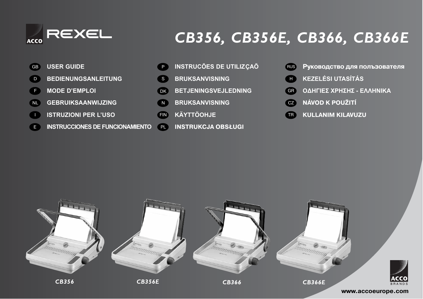 GBC CB366E Comb Binder User Manual | 44 pages