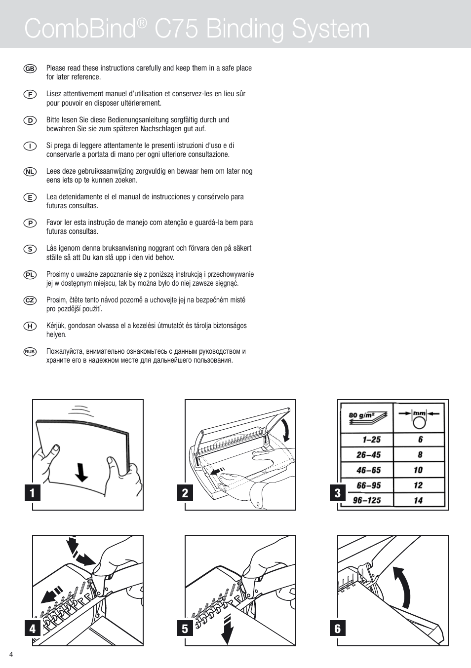 Combbind, C75 binding system | GBC C75 Binding System User Manual | Page 3 / 10