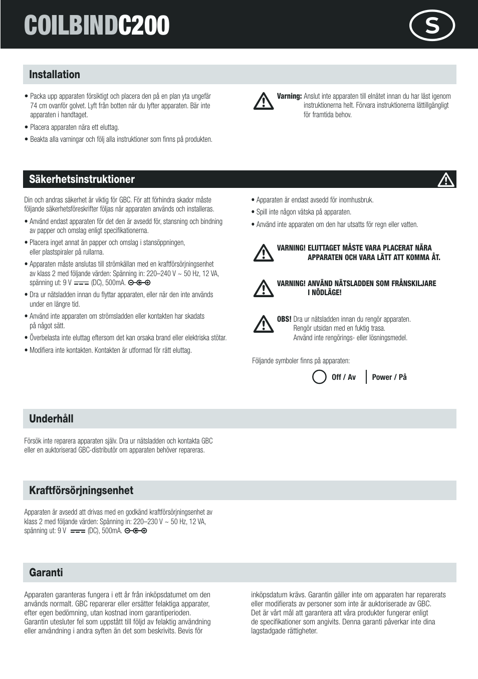 Coilbind c200 | GBC C200 Coilbind User Manual | Page 17 / 28
