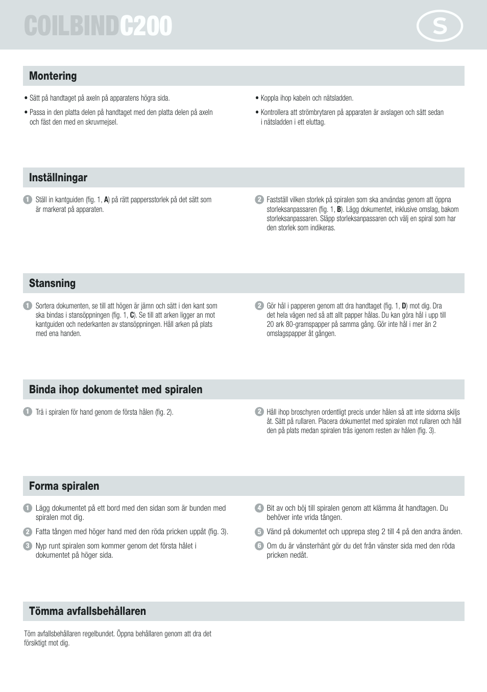 Coilbind c200 | GBC C200 Coilbind User Manual | Page 18 / 28