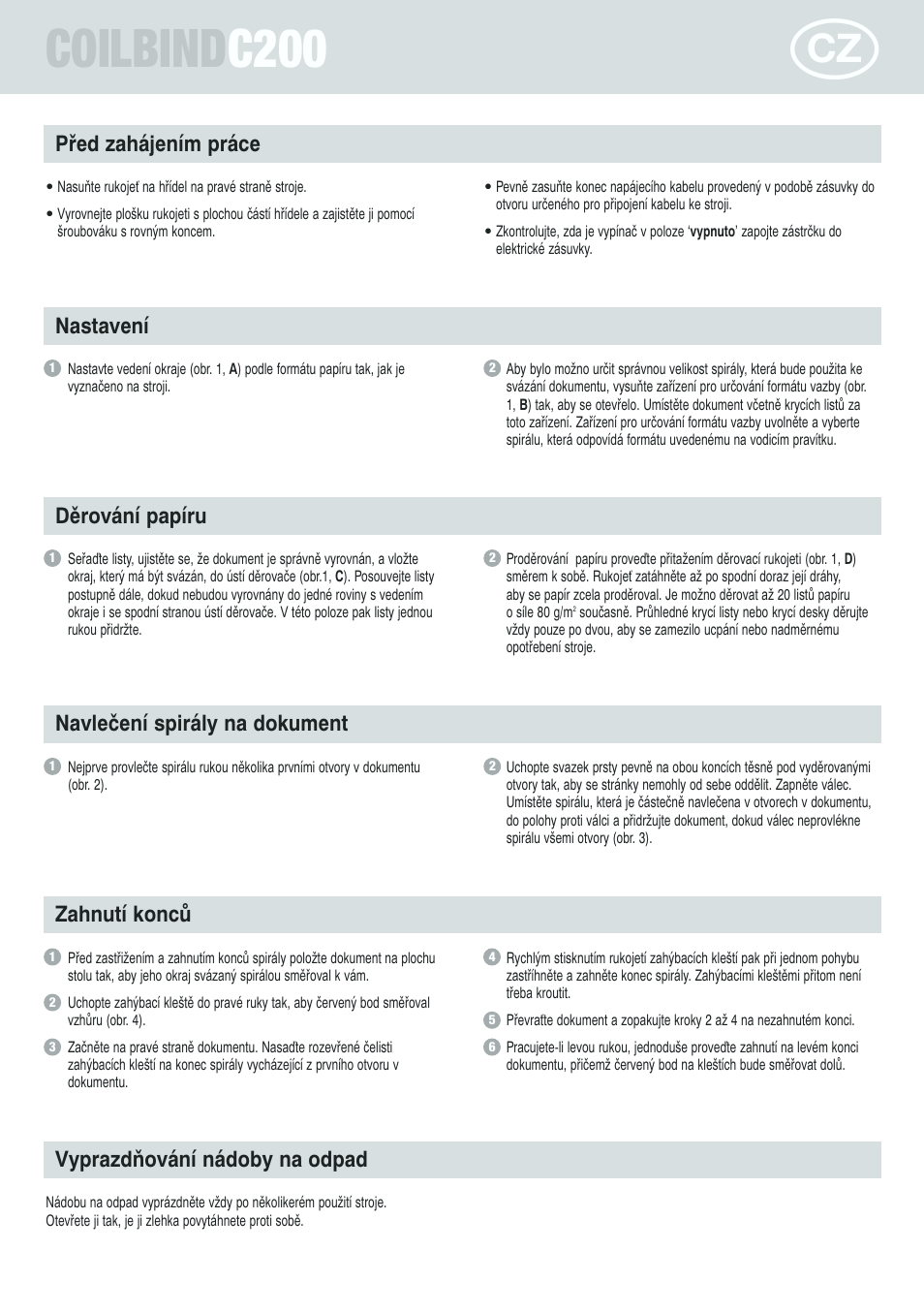 Coilbind c200 | GBC C200 Coilbind User Manual | Page 22 / 28