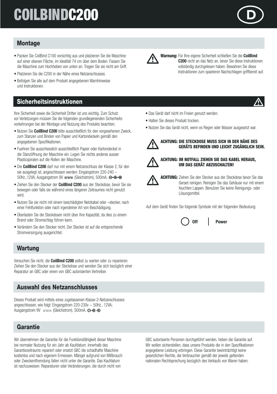 Coilbind c200 | GBC C200 Coilbind User Manual | Page 7 / 28