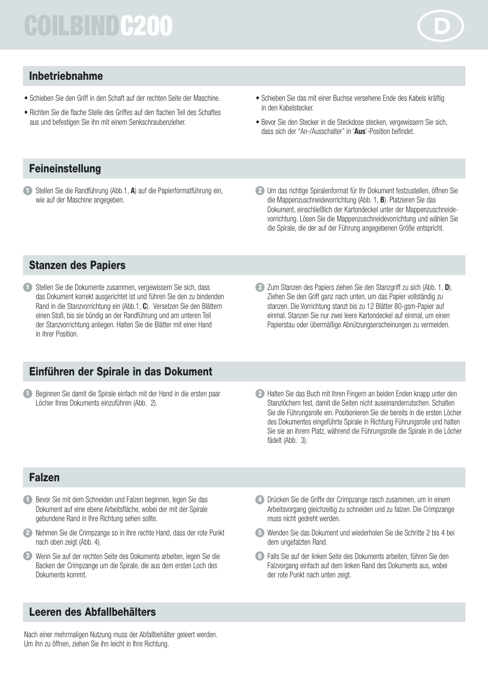 Coilbind c200 | GBC C200 Coilbind User Manual | Page 8 / 28