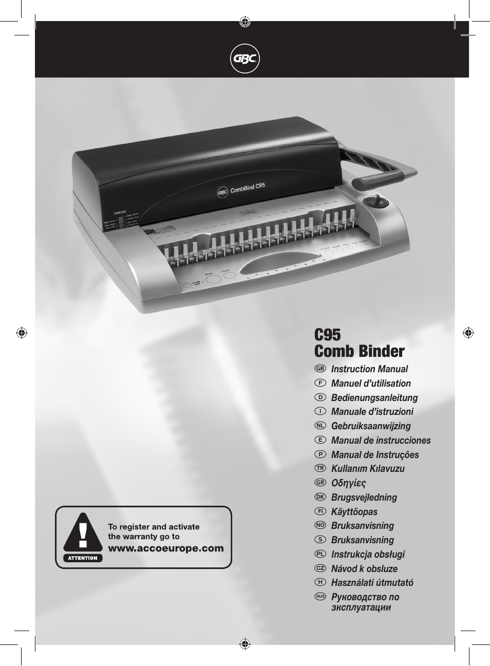 GBC C95 Comb Binder User Manual | 38 pages